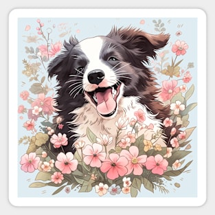 Floral Bliss Border Collie Magnet